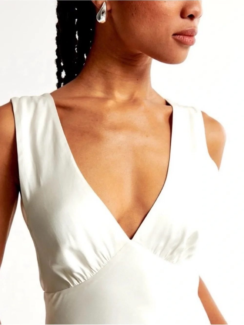 Abercrombie & Fitch White Maxi Dress with Draped Back